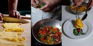 foto preparazione piatto in cucina con impiattamento